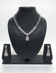 Regal Emerald-Cut American Diamond Necklace Set