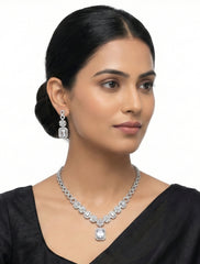 Regal Emerald-Cut American Diamond Necklace Set