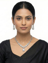 Regal Emerald-Cut American Diamond Necklace Set