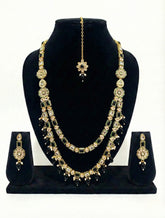 Mehr Black & Kundan Layered Stone Jewellery Set