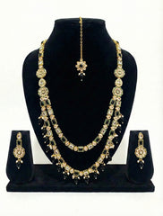 Mehr Black & Kundan Layered Stone Jewellery Set
