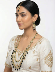 Mehr Black & Kundan Layered Stone Jewellery Set