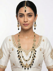 Mehr Black & Kundan Layered Stone Jewellery Set
