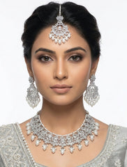 Ivory Pearl Silver Stone Bridal Set