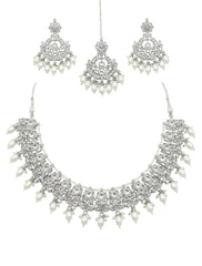Ivory Pearl Silver Stone Bridal Set