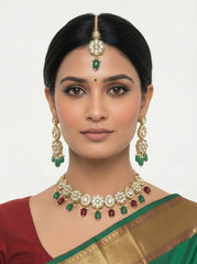 Emerald Royale Kundan Stone Jewellery Set