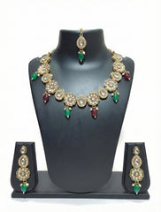 Emerald Royale Kundan Stone Jewellery Set
