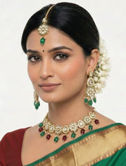 Emerald Royale Kundan Stone Jewellery Set