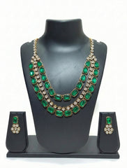 Emerald Cascade American Diamond Necklace Set