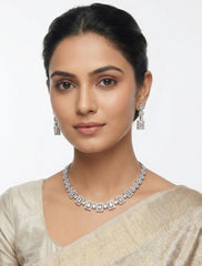 Regal Square Luxe American Diamond Necklace Set