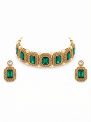 Emerald Pearl Statement Choker Set