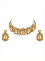 Heirloom Champagne Stone Choker with Earrings