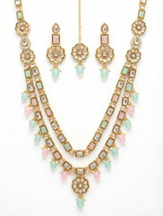 Pastel Heritage Kundan Layered Necklace Set