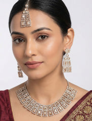 Rose Gold Regal American Diamond Necklace Set