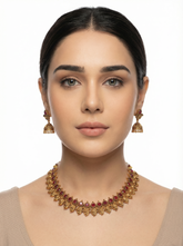 Rudra-Deepa Antique Gold Temple Necklace Set