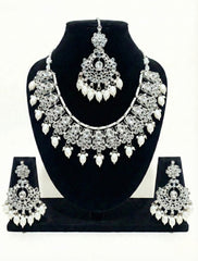 Ivory Pearl Silver Stone Bridal Set