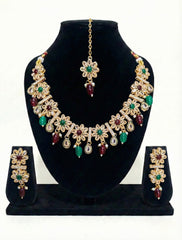 Royal Emerald–Ruby Stone Necklace Set