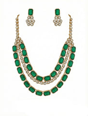 Emerald Cascade American Diamond Necklace Set