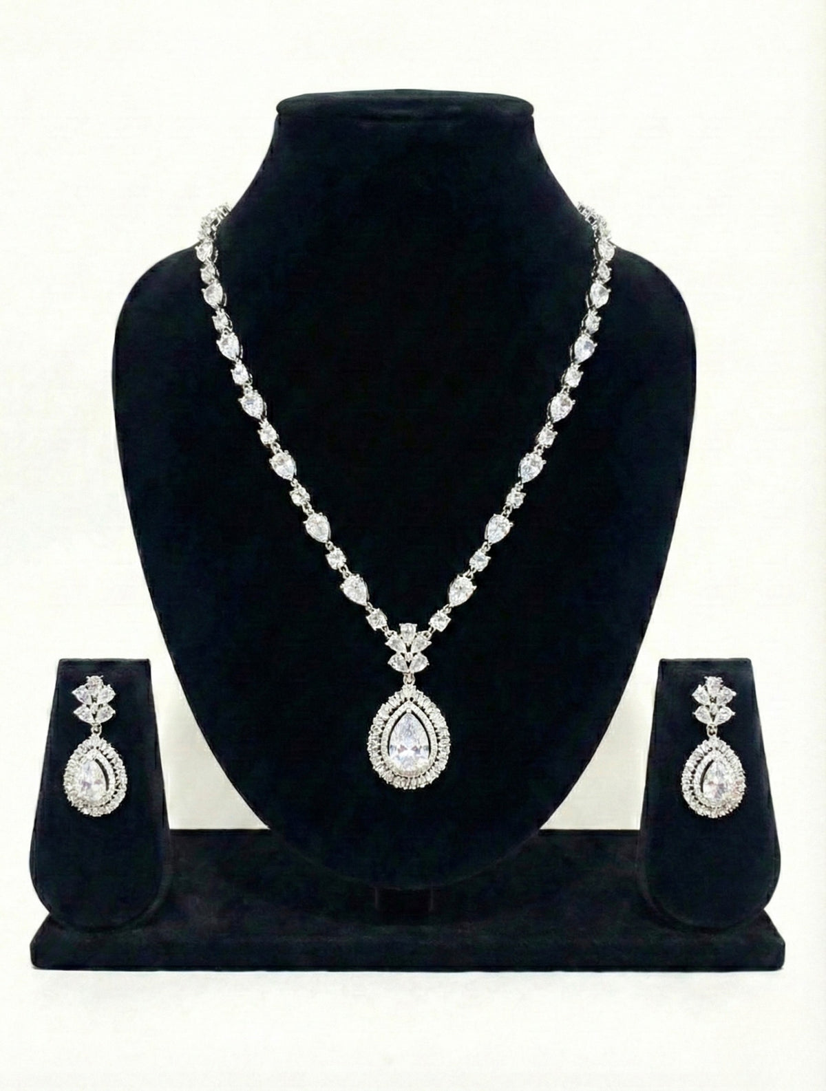Crystal Drop Elegance American Diamond Necklace Set