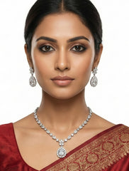 Crystal Drop Elegance American Diamond Necklace Set