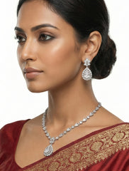 Crystal Drop Elegance American Diamond Necklace Set