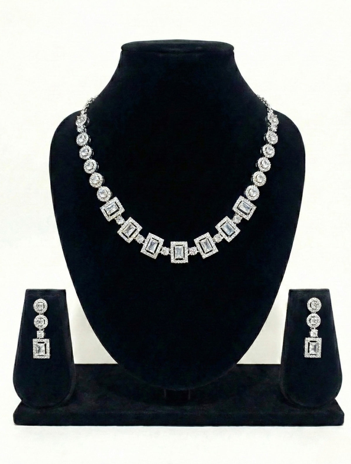 Regal Square Luxe American Diamond Necklace Set