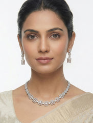 Regal Square Luxe American Diamond Necklace Set