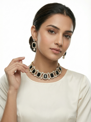 Black Stone Pearl Choker Set