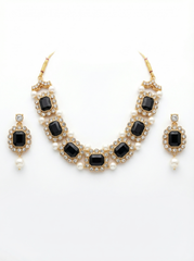 Black Stone Pearl Choker Set