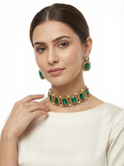 Emerald Pearl Statement Choker Set