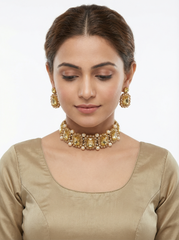 Heirloom Champagne Stone Choker with Earrings