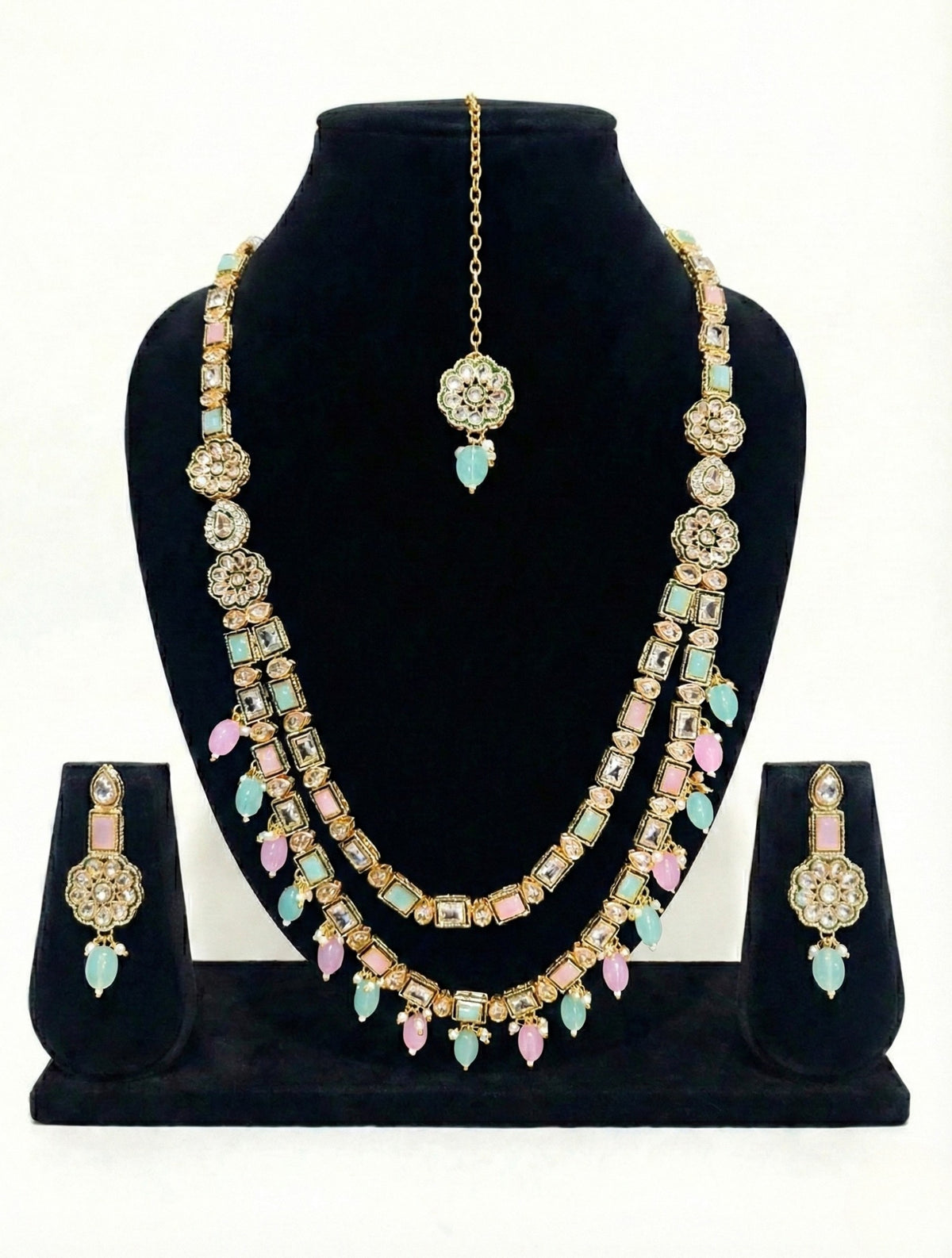 Pastel Heritage Kundan Layered Necklace Set