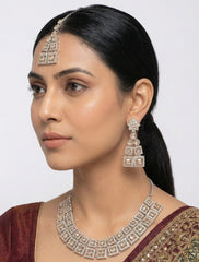 Rose Gold Square Royale American Diamond Necklace Set