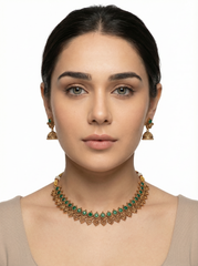 Vriksha Nakshi Emerald Temple Necklace Set