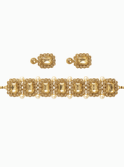 Heirloom Champagne Stone Choker with Earrings